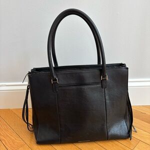 Rebecca Minkoff Black Leather Tote/Shoulder Bag Expands On Sides Lots Of Room